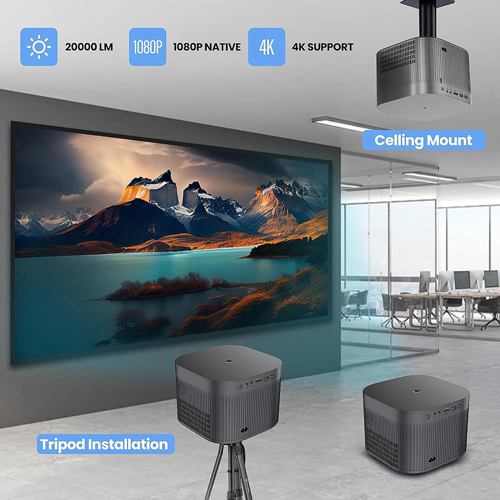 Vidéoprojecteur LED F18 – 4K, 20 000 lumens, WiFi 6, Android 11, auto focus