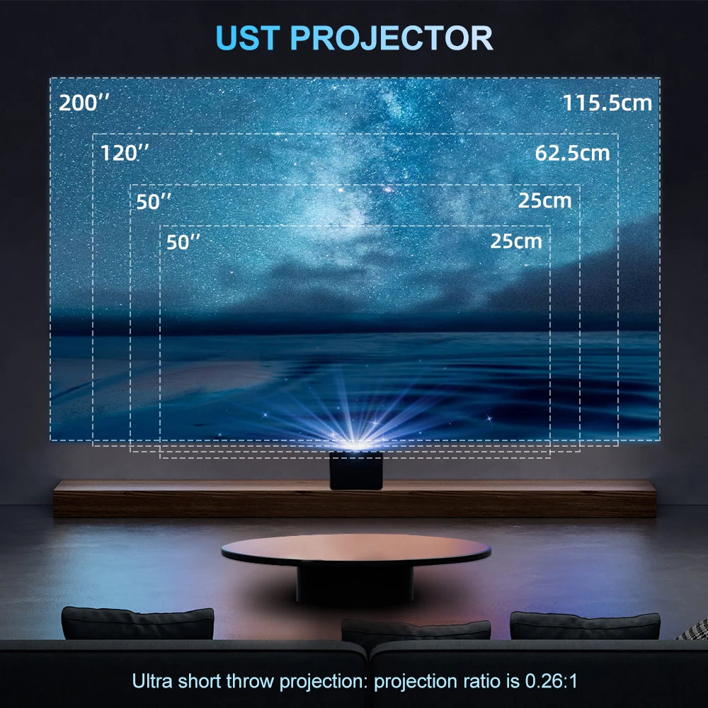 Vidéoprojecteur Touyinger UST01 – Full HD 1080p, ultra courte portée, 3D active