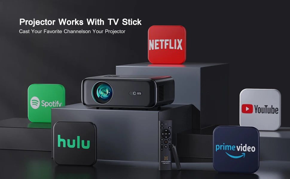 Vidéoprojecteur WiMiUS – Full HD 1080p, 4K support, WiFi 6, Bluetooth 5.2, auto focus, 600 lumens