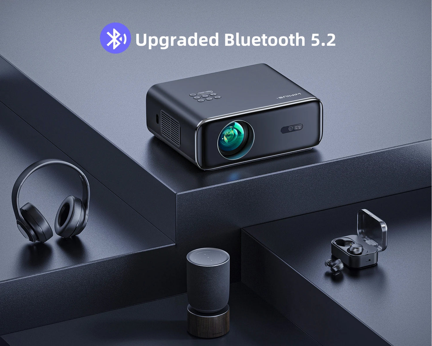 Vidéoprojecteur WiMiUS – Full HD 1080p, 4K support, WiFi 6, Bluetooth 5.2, auto focus, 600 lumens
