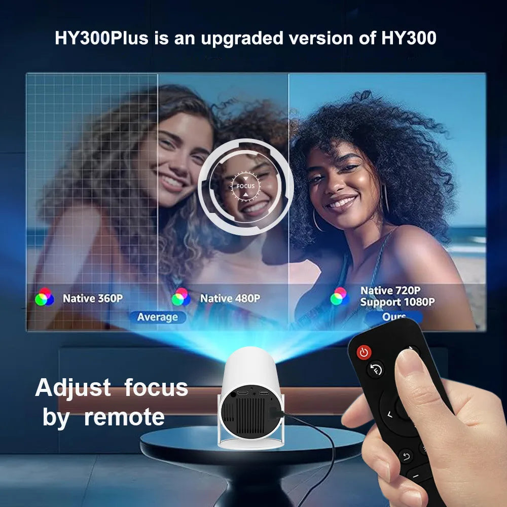 Vidéoprojecteur portable DITONG HY300 Plus – HD 720p, 4K support, 300 lumens, Android, WiFi, LED