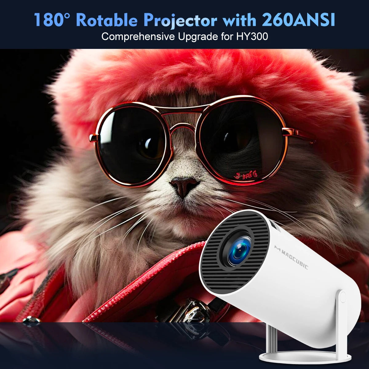 Vidéoprojecteur Magcubic HY300 Pro – HD 720p, 4K support, 260 lumens, Android 11, WiFi 6, Bluetooth