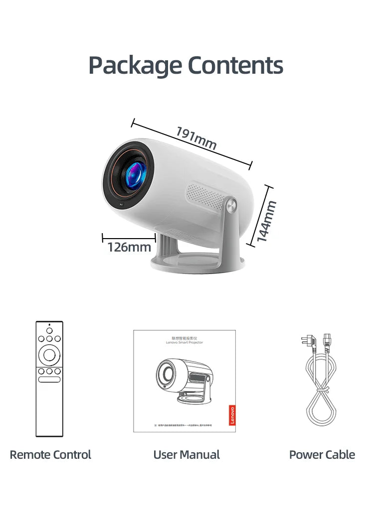 Vidéoprojecteur portable Lenovo Xiaoxin 100M – Full HD 1080p, 4K support, 10 000 lumens, Android 12, auto focus