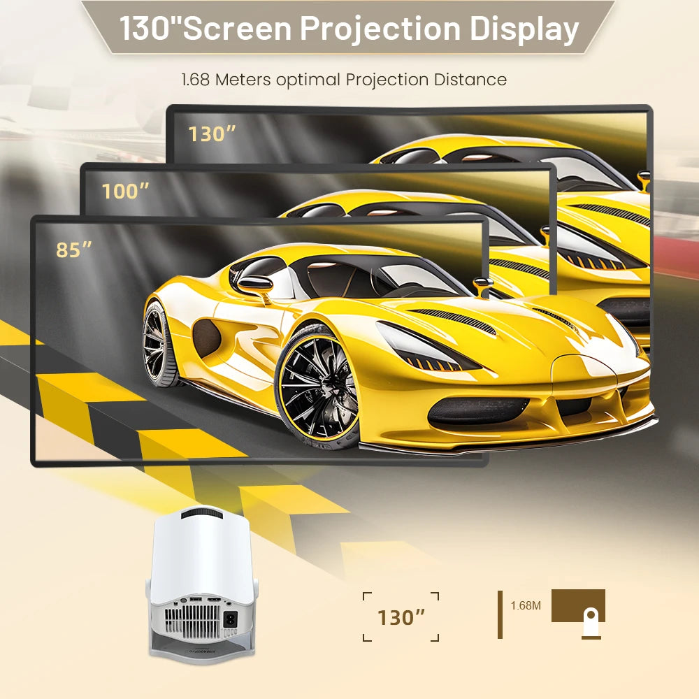 Vidéoprojecteur portable HM400 Pro – HD 720p, 4K support, 200 lumens, Android 11, WiFi 6, Bluetooth
