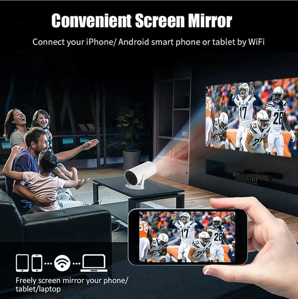 Vidéoprojecteur portable DITONG HY300 Plus – HD 720p, 4K support, 300 lumens, Android, WiFi, LED
