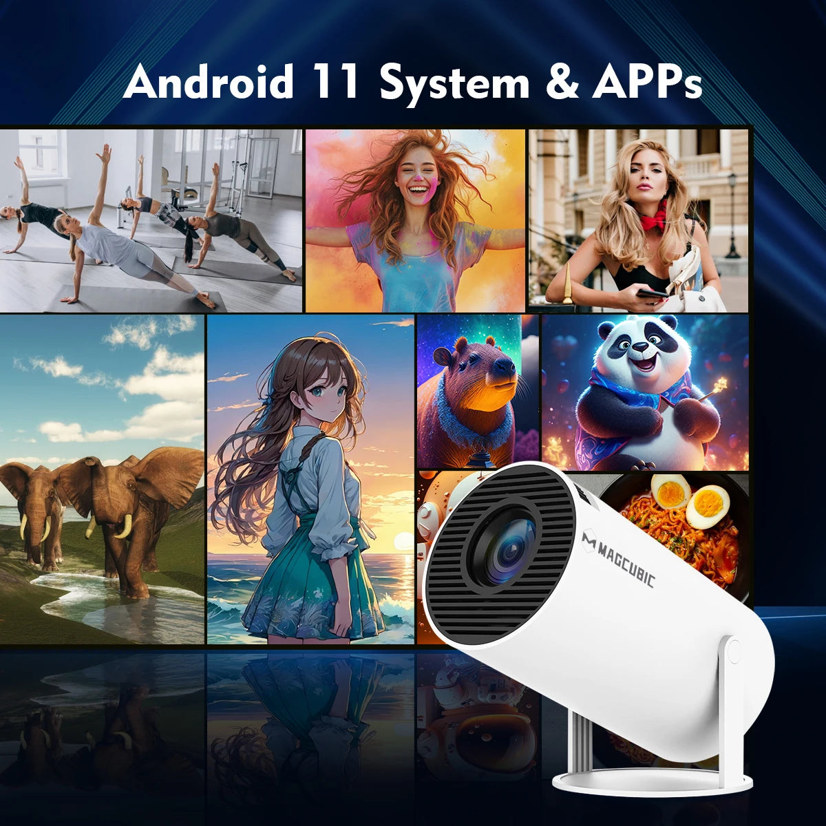 Vidéoprojecteur Magcubic HY300 Pro – HD 720p, 4K support, 260 lumens, Android 11, WiFi 6, Bluetooth