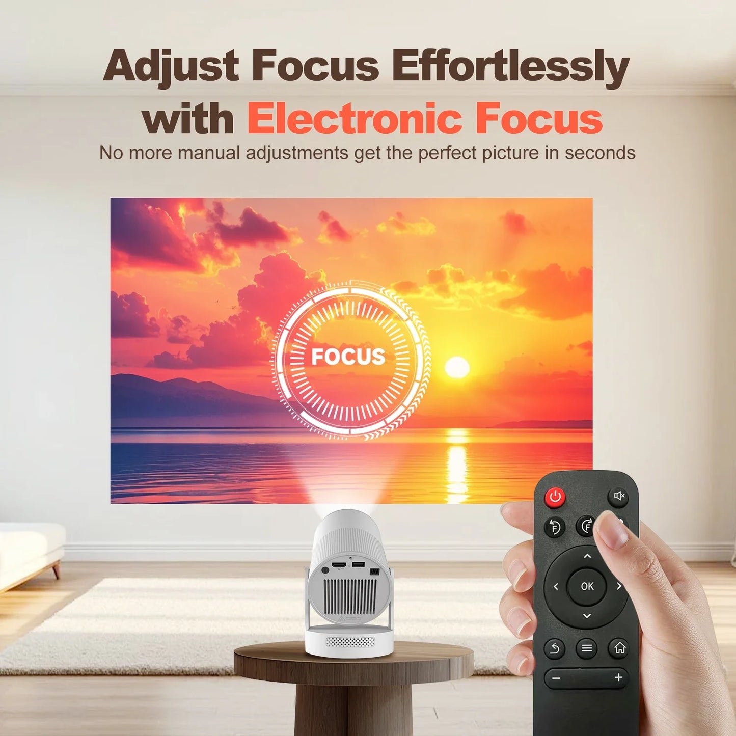 Vidéoprojecteur portable HY300 Ultra – HD 720p, ultra courte portée, Android 11, WiFi 6, Bluetooth 5.4