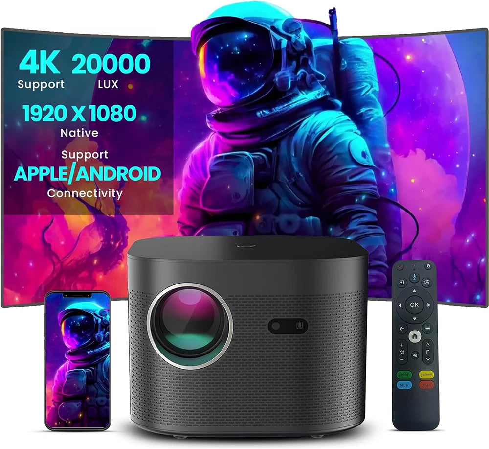 Vidéoprojecteur LED F18 – 4K, 20 000 lumens, WiFi 6, Android 11, auto focus