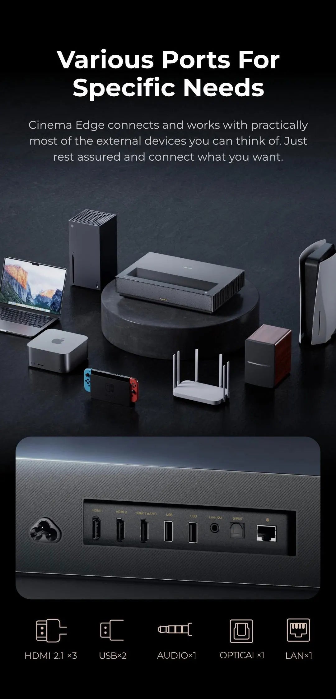 Vidéoprojecteur laser Formovie Cinema Edge – 4K UHD, 2100 lumens, courte portée, smart TV
