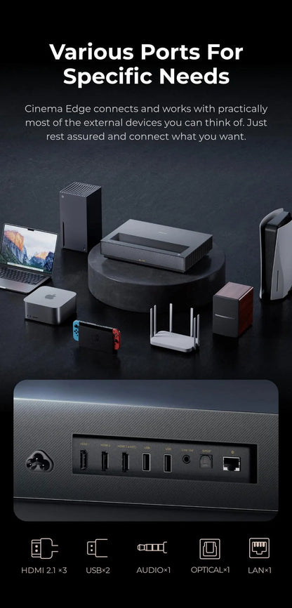 Vidéoprojecteur laser Formovie Cinema Edge – 4K UHD, 2100 lumens, courte portée, smart TV
