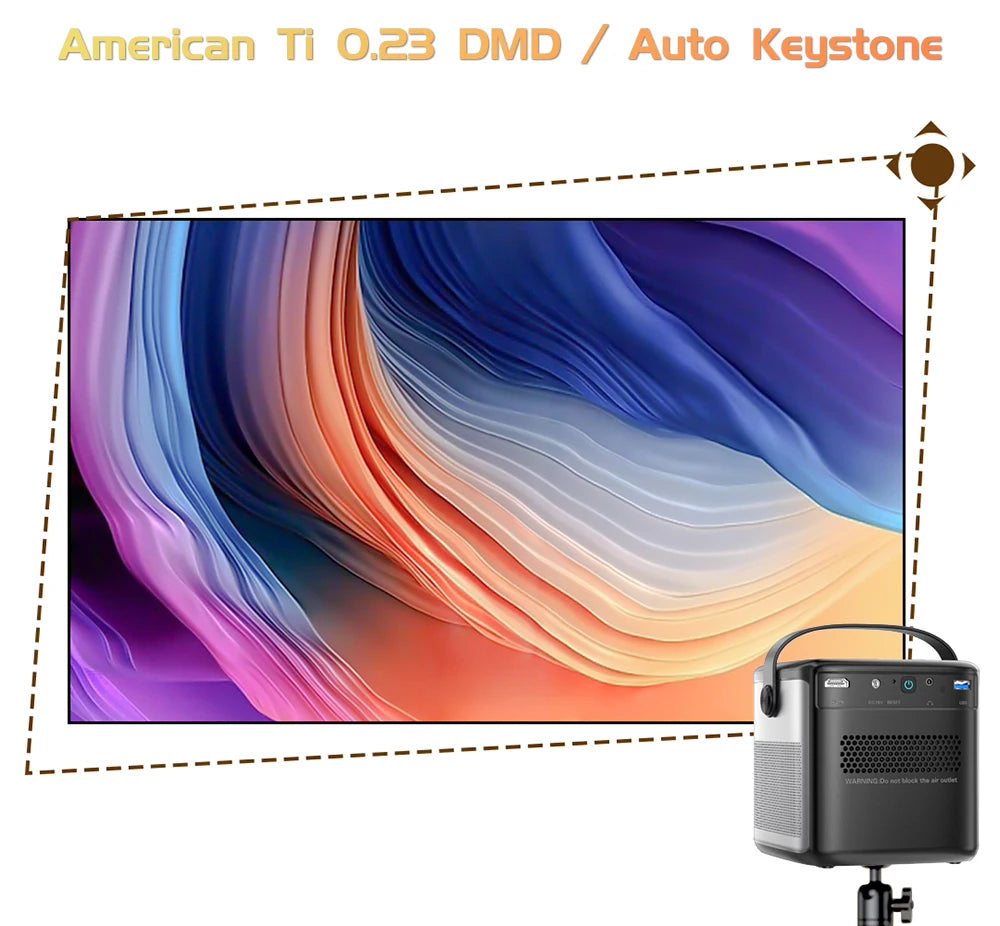 Vidéoprojecteur portable TouYinger G5 – Full HD 1080p, 4K support, DLP, Android, batterie intégrée, 3D