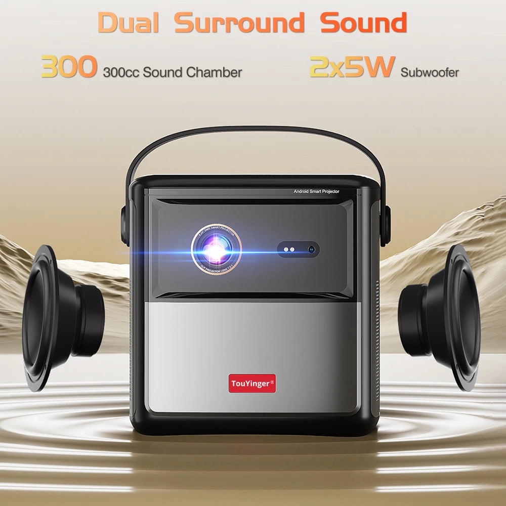 Vidéoprojecteur portable TouYinger G5 – Full HD 1080p, 4K support, DLP, Android, batterie intégrée, 3D