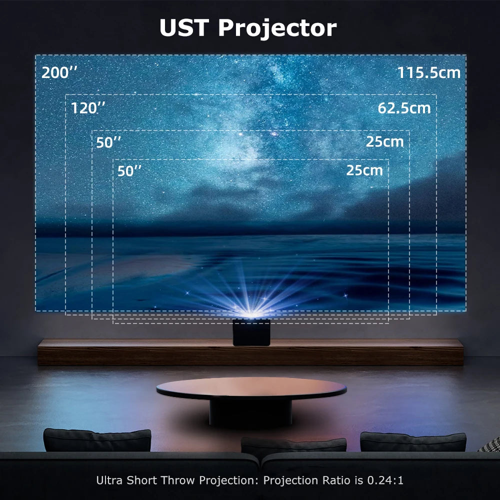 Vidéoprojecteur Touyinger UST01 – Full HD 1080p, ultra courte portée, 3D active