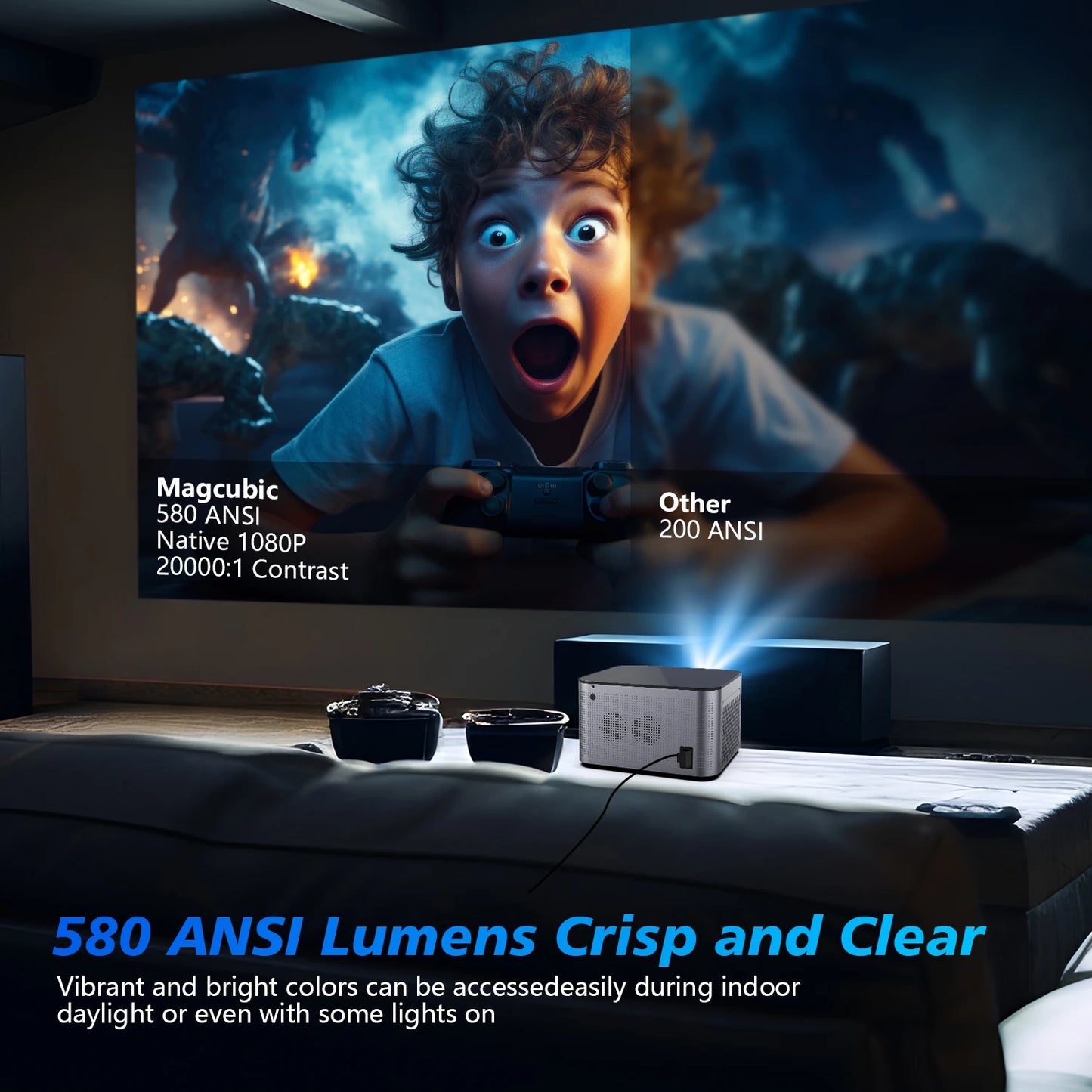 Vidéoprojecteur Magcubic HY350 Pro – Full HD 1080p, 4K support, 580 lumens, Android 11, auto focus, WiFi 6
