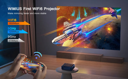 Vidéoprojecteur WiMiUS – Full HD 1080p, 4K support, WiFi 6, Bluetooth 5.2, auto focus, 600 lumens