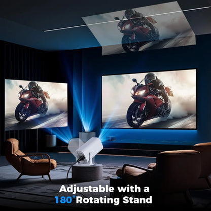 Vidéoprojecteur portable Smart Mini – HD 720p, 4K support, Android 12, WiFi 6, Bluetooth, rotation 180°
