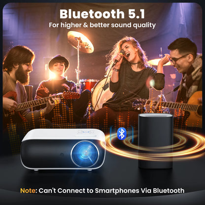 Vidéoprojecteur mini HOPVISION – Full HD 1080p, 4K support, Bluetooth, portable, compatible HDMI/USB