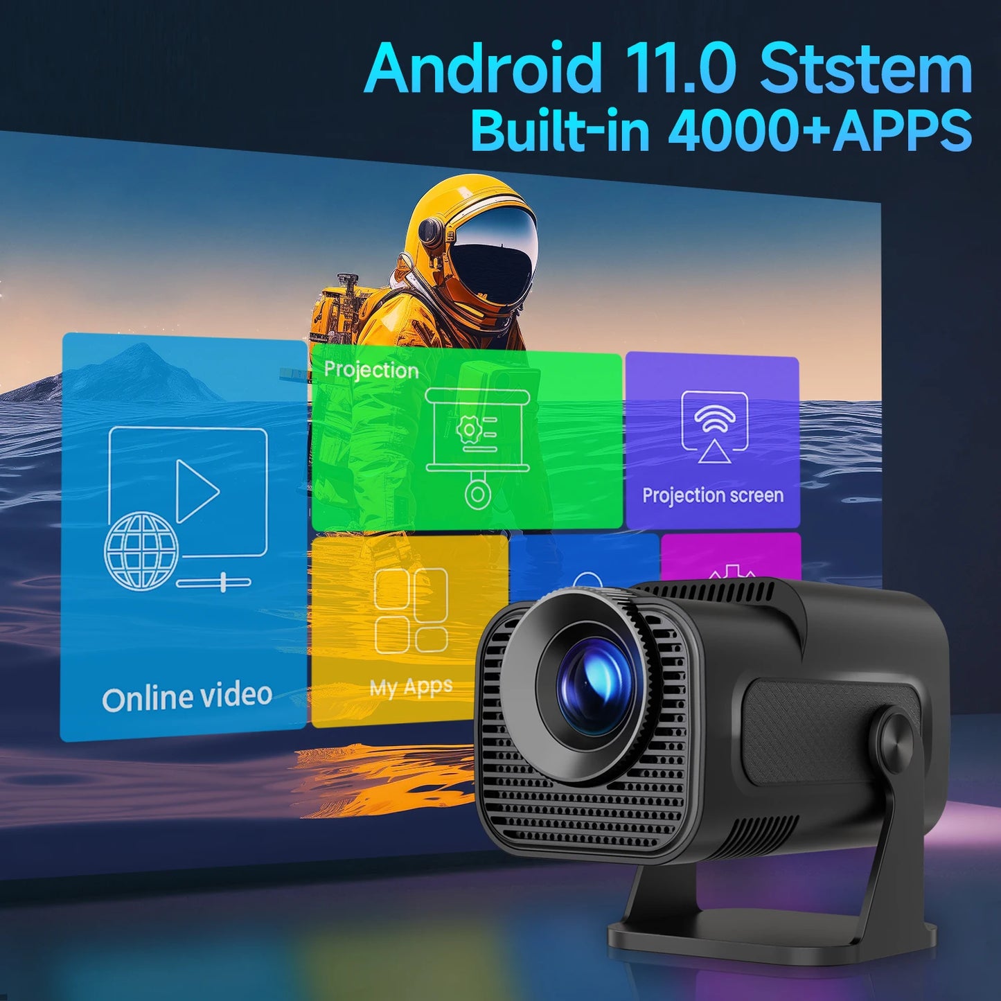 Vidéoprojecteur portable Magcubic HY320 – HD 720p, 4K support, 300 lumens, Android 11, WiFi 6, Bluetooth