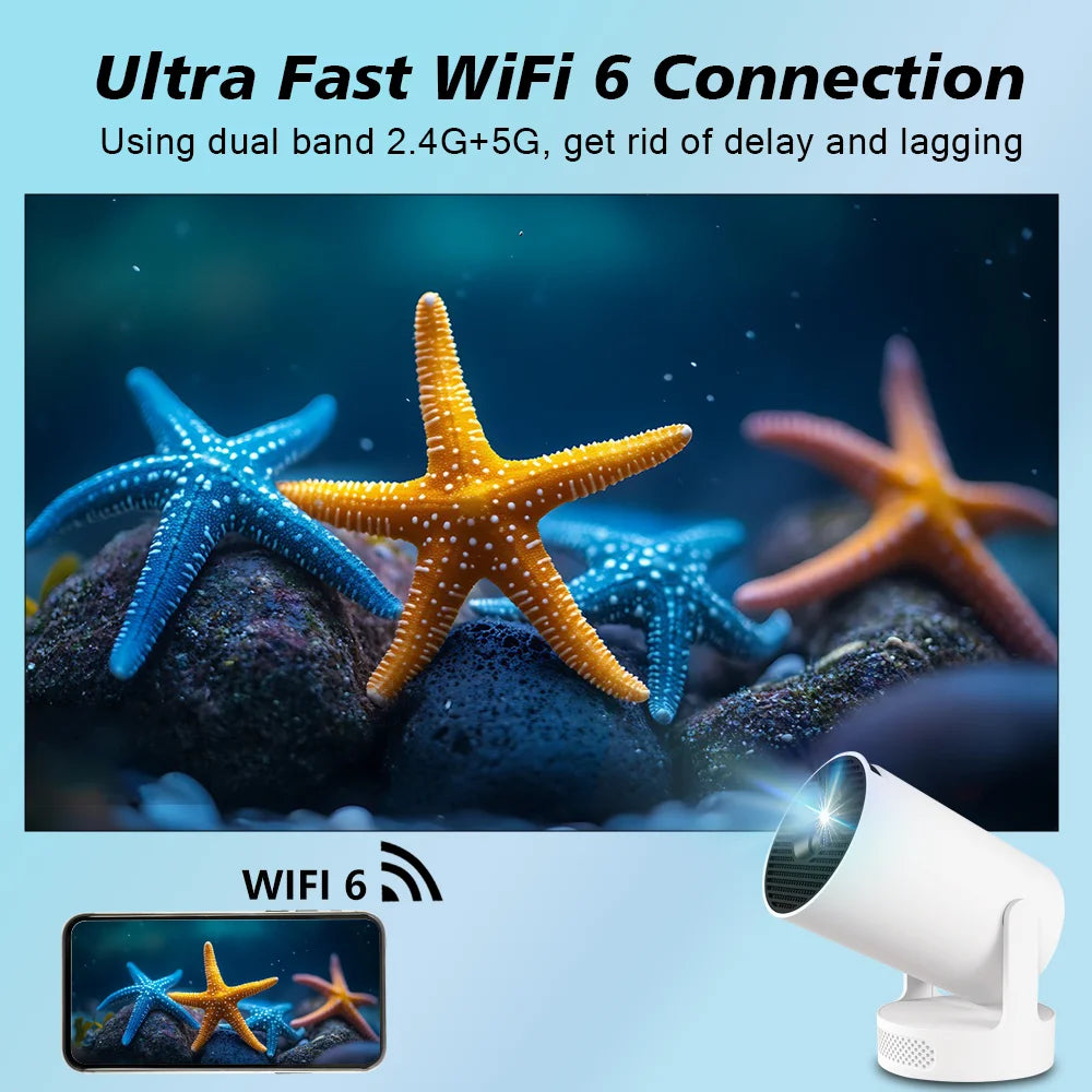 Vidéoprojecteur portable HY300 Ultra – HD 720p, ultra courte portée, Android 11, WiFi 6, Bluetooth 5.4