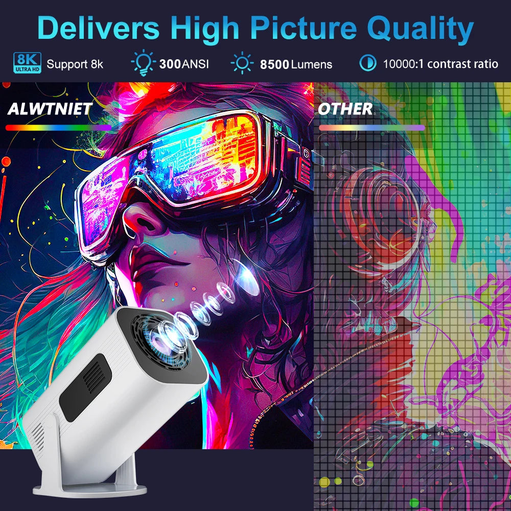 Vidéoprojecteur portable Salange P330W – Full HD 1080p, 4K/8K support, 280 lumens, Android 11, WiFi 6