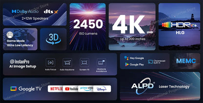 Vidéoprojecteur laser Dangbei Mars Pro 2 – 4K, 2450 lumens, Netflix intégré, smart TV