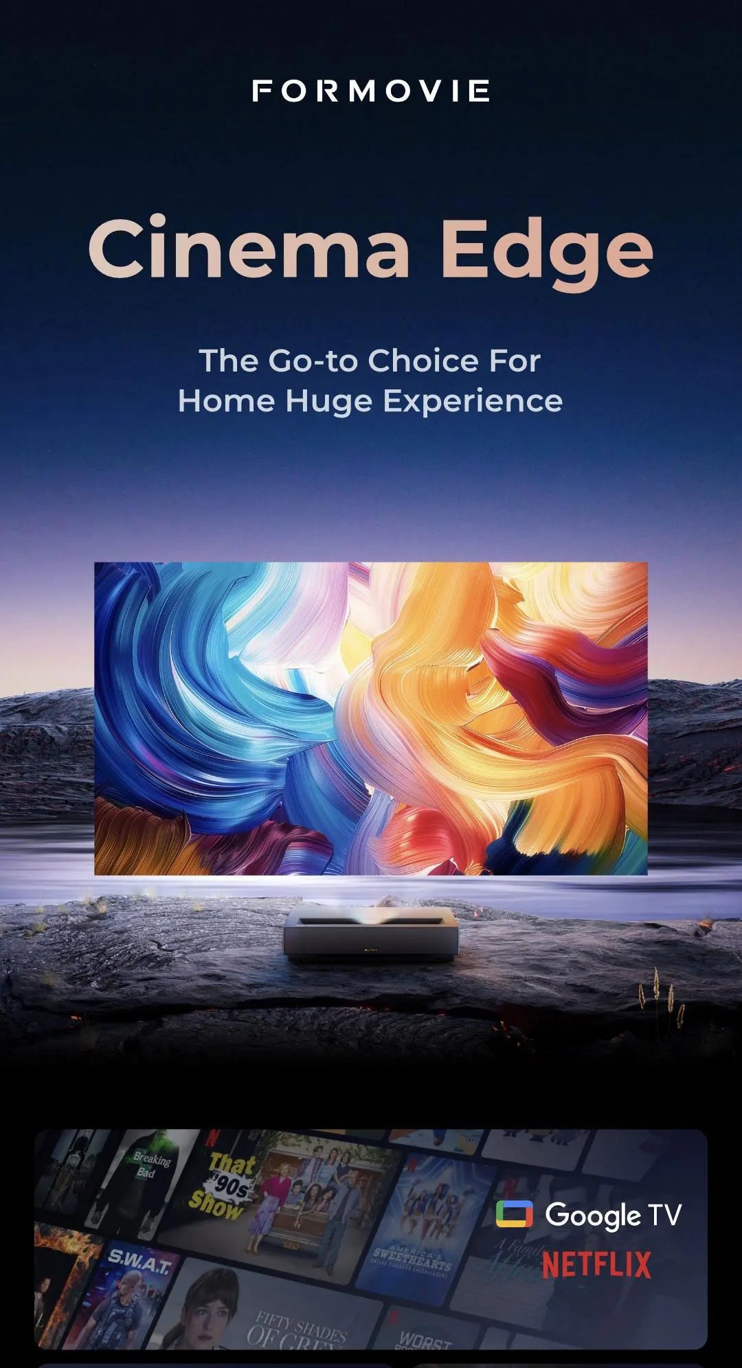 Vidéoprojecteur laser Formovie Cinema Edge – 4K UHD, 2100 lumens, courte portée, smart TV