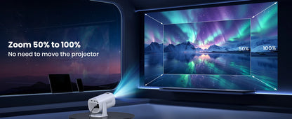 Vidéoprojecteur mini 4K/1080p – WiFi 6, Bluetooth, Galaxy mode, Android TV, haut-parleurs stéréo