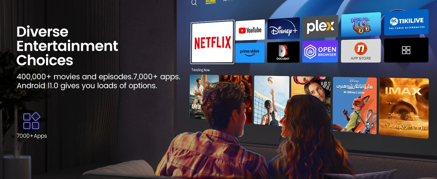 Vidéoprojecteur DLP WiMiUS Mini – Full HD 1080p, ultra courte portée, Android 11, rechargeable
