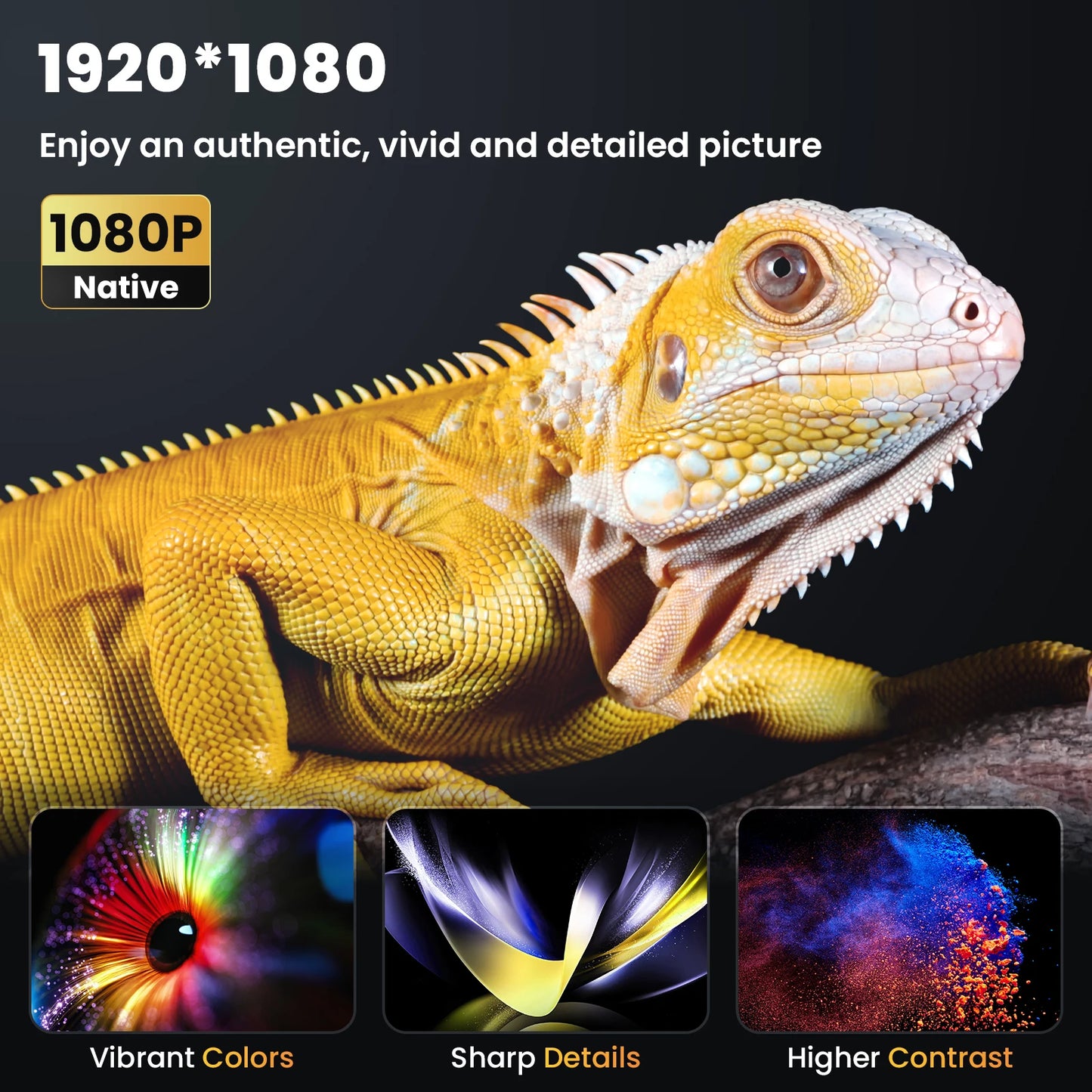 Vidéoprojecteur mini HOPVISION – Full HD 1080p, 4K support, Bluetooth, portable, compatible HDMI/USB
