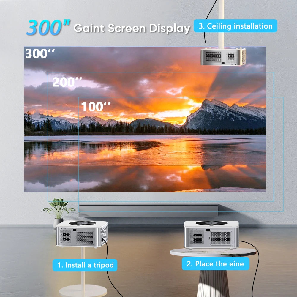 Vidéoprojecteur LED XIWBSY 2025 – 4K support, 30 000 lumens, auto focus, WiFi 6, Bluetooth, portable