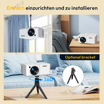 Vidéoprojecteur Android 12 – Full HD, 4K support, WiFi 5G, mise au point motorisée, trépied inclus