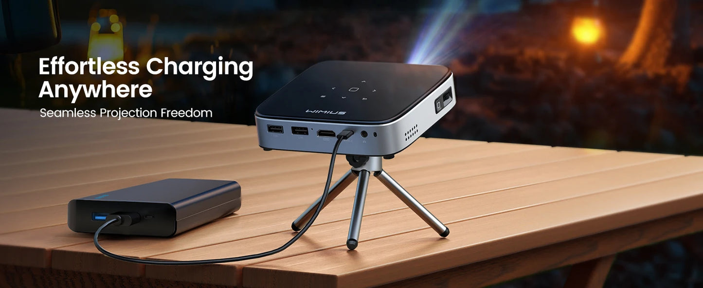 Vidéoprojecteur DLP WiMiUS Mini – Full HD 1080p, ultra courte portée, Android 11, rechargeable