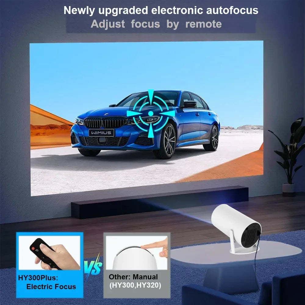 Vidéoprojecteur portable DITONG HY300 Plus – HD 720p, 4K support, 300 lumens, Android, WiFi, LED