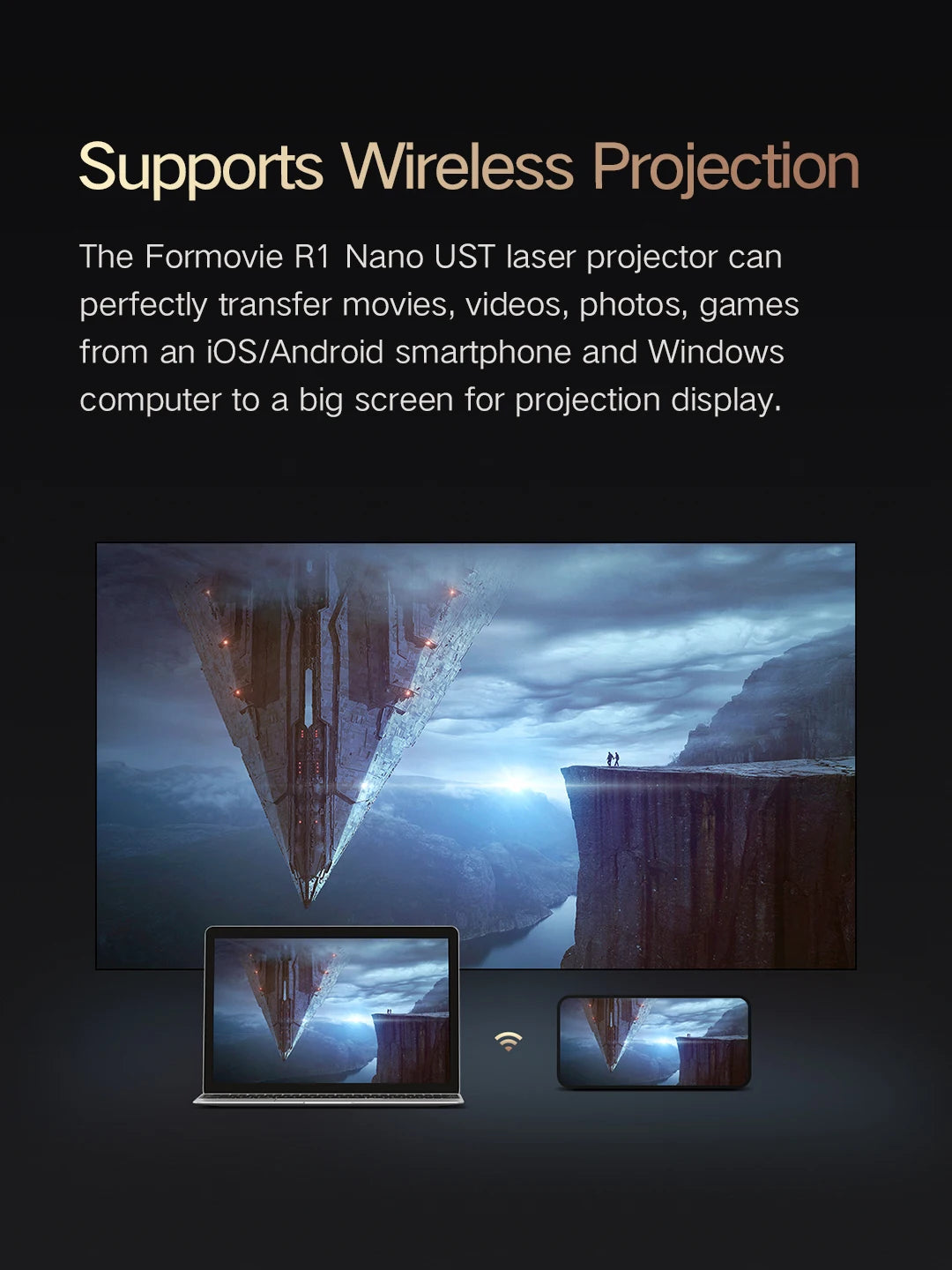 Vidéoprojecteur laser Fengmi R1 Nano – 4K support, 1200 lumens, ultra courte portée, Android TV