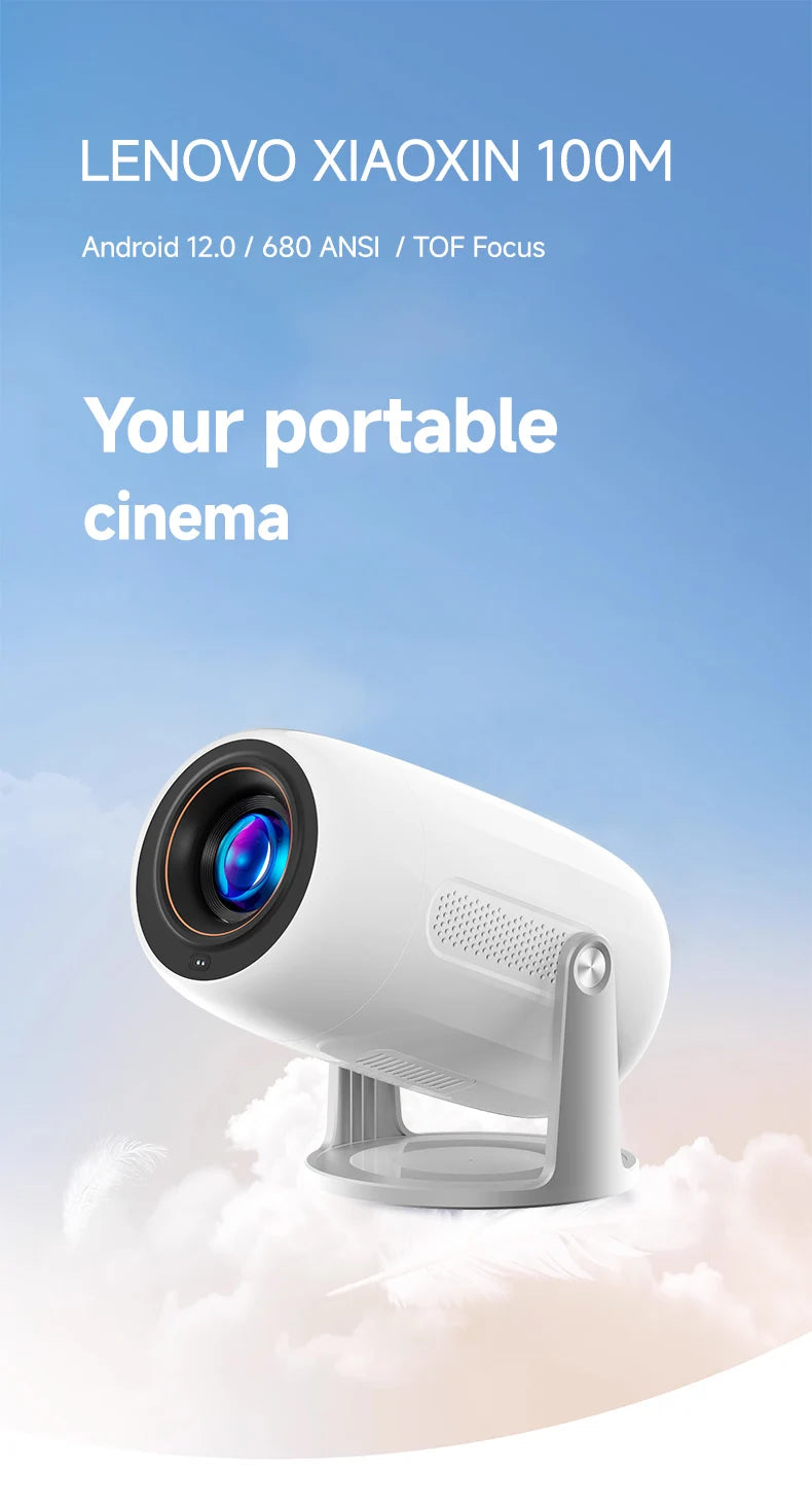 Vidéoprojecteur portable Lenovo Xiaoxin 100M – Full HD 1080p, 4K support, 10 000 lumens, Android 12, auto focus