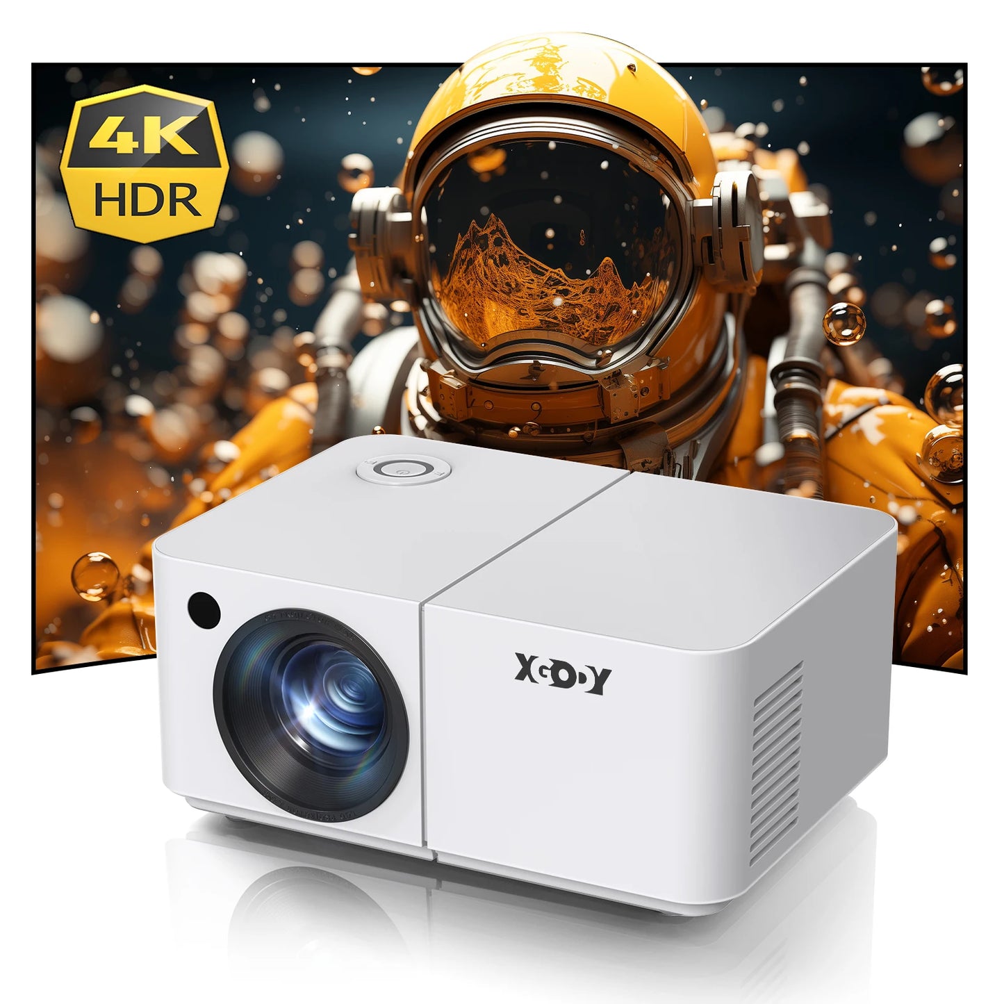 Vidéoprojecteur Android 12 – Full HD, 4K support, WiFi 5G, mise au point motorisée, trépied inclus